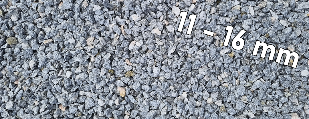 Gråmix granitskærver størrelse 11-16 mm.